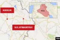 Lapangan gas yang diserang terletak di antara Kota Kirkuk dan Sulaymaniyah, di wilayah yang dikelola oleh otoritas Kurdi.(Dok. Voaindonesia.com)
