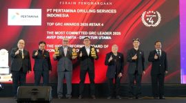 Pertamina Drilling menerima tiga penghargaan bergengsi TOP GRC Awards 2025 di Jakarta. (Dok. Pertamina Drilling)


